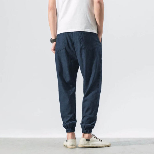 Herren Leinen Baumwollhose Mit Leichtem Design