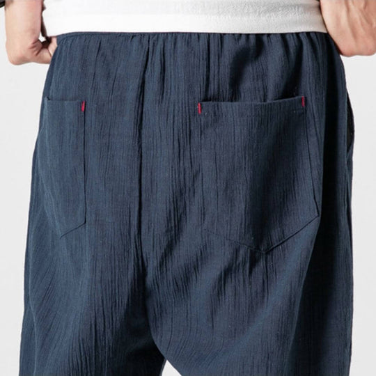 Herren Leinen Baumwollhose Mit Leichtem Design