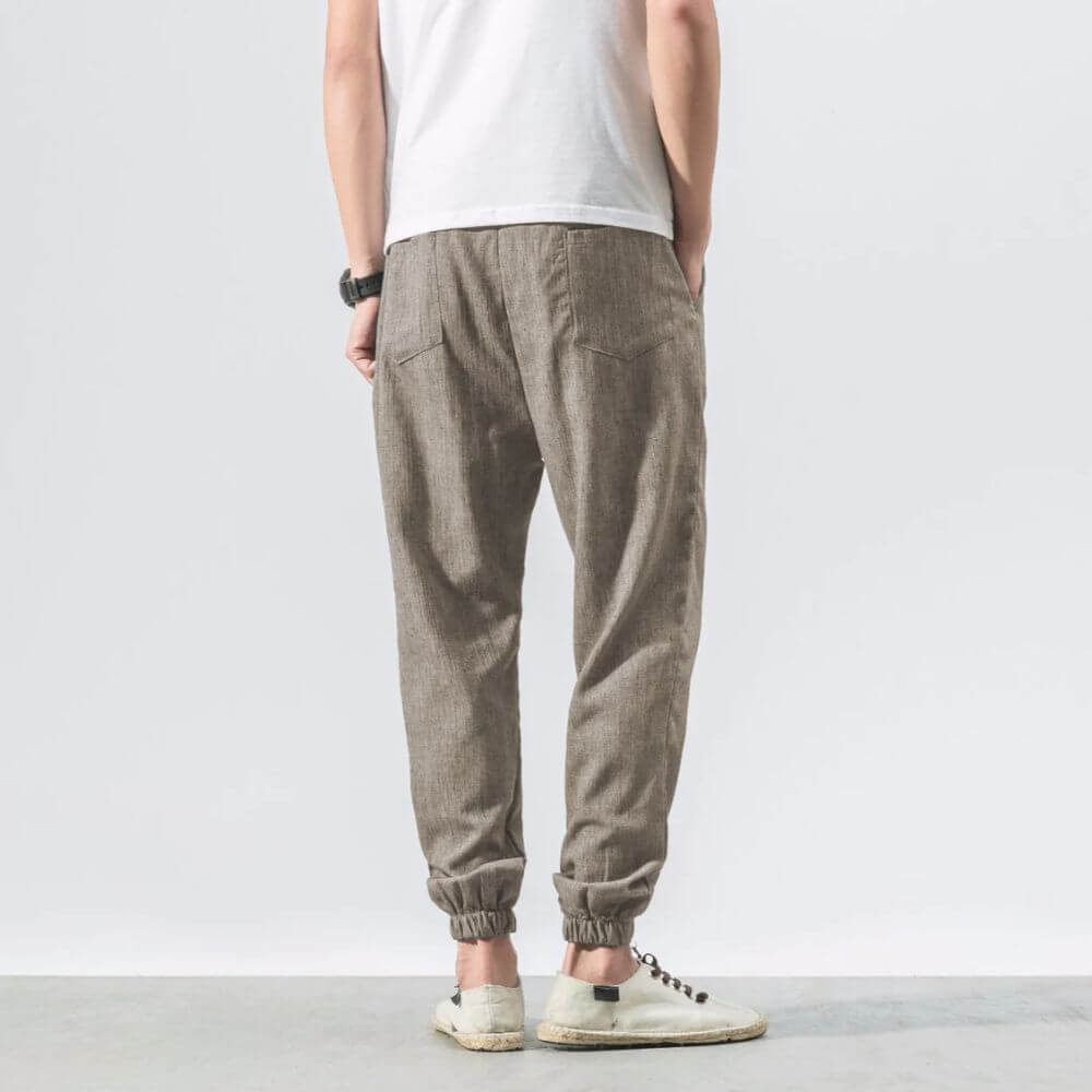 Herren Leinen Baumwollhose Mit Leichtem Design