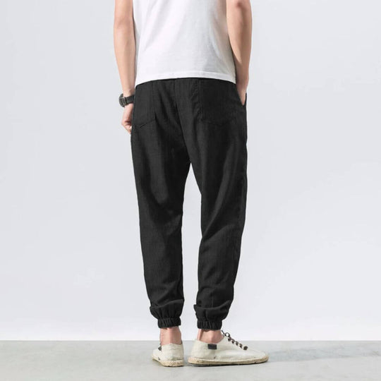 Herren Leinen Baumwollhose Mit Leichtem Design