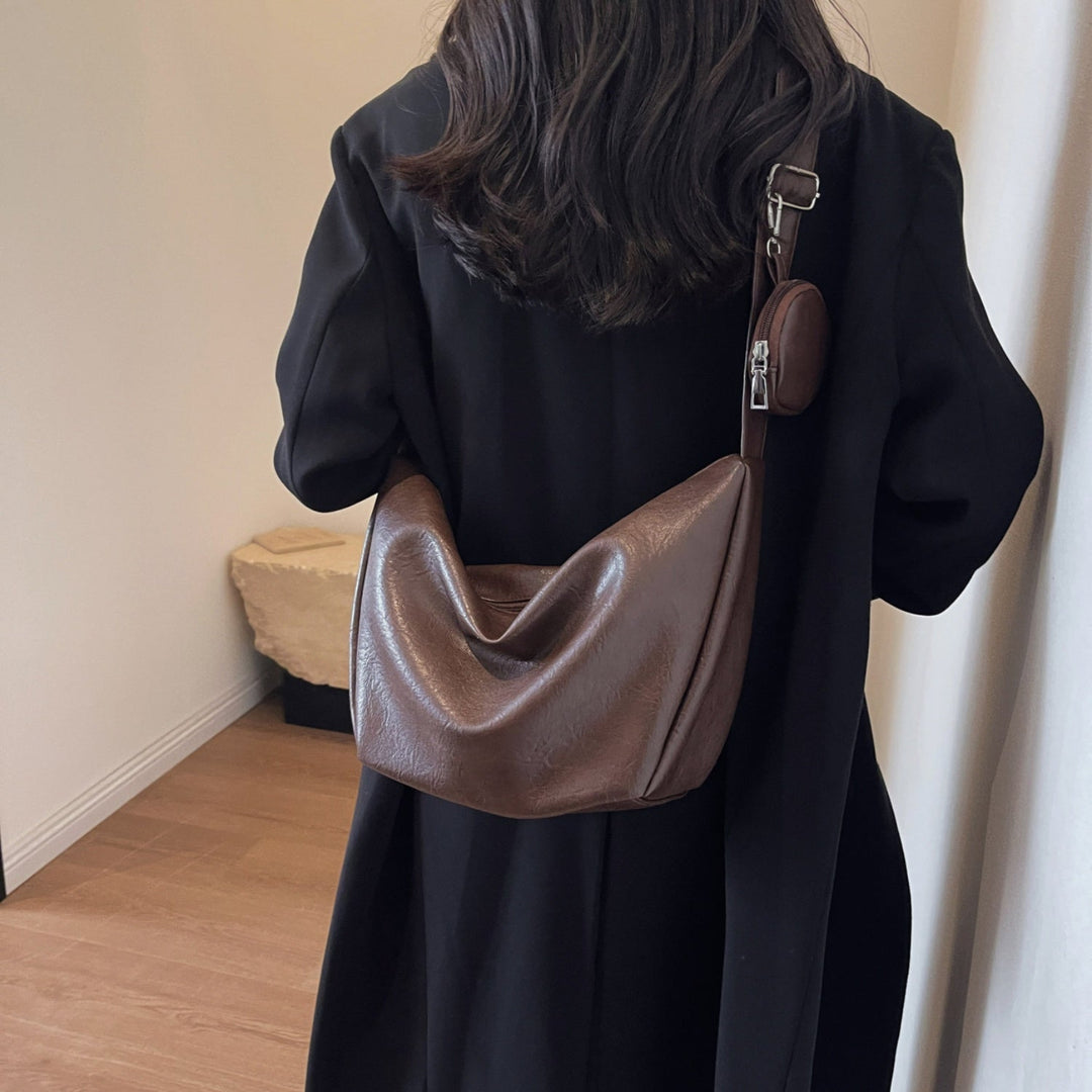 Trendige runde Schultertasche mit Minibörse für Damen