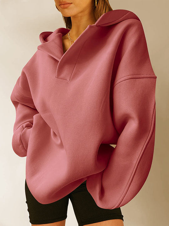 Damen Hoodie Mit Puffärmeln Und V-Ausschnitt