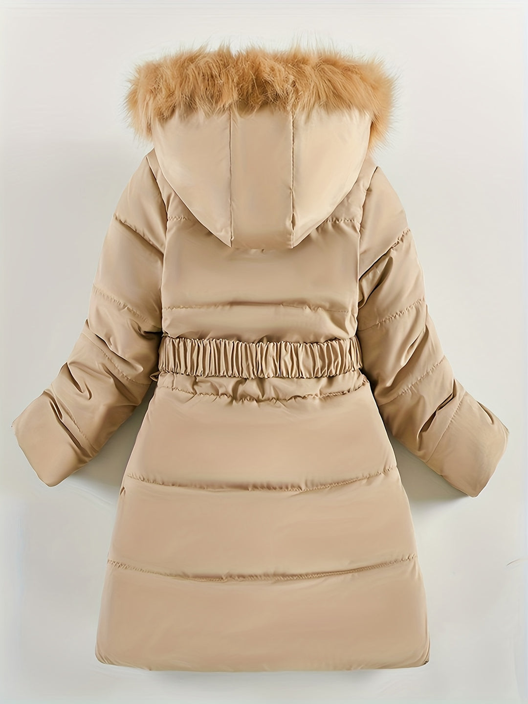 Gesteppte Winterjacke mit Kapuze und Gürtel für Damen