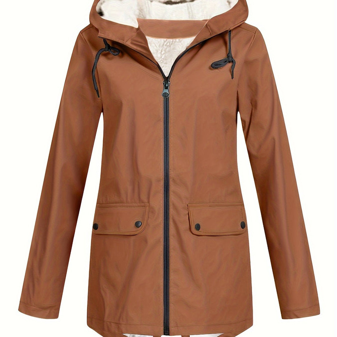 Windbreaker Jacke mit Kapuze und Reißverschluss für Damen