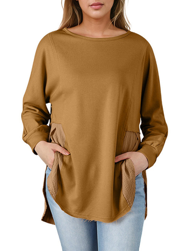Damen Sweatshirt Mit Fransen Und High Low Schnitt