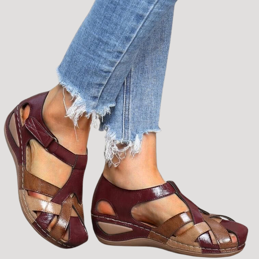 Damen geschlossene Zehen gewebte Riemchen-Wandersandalen