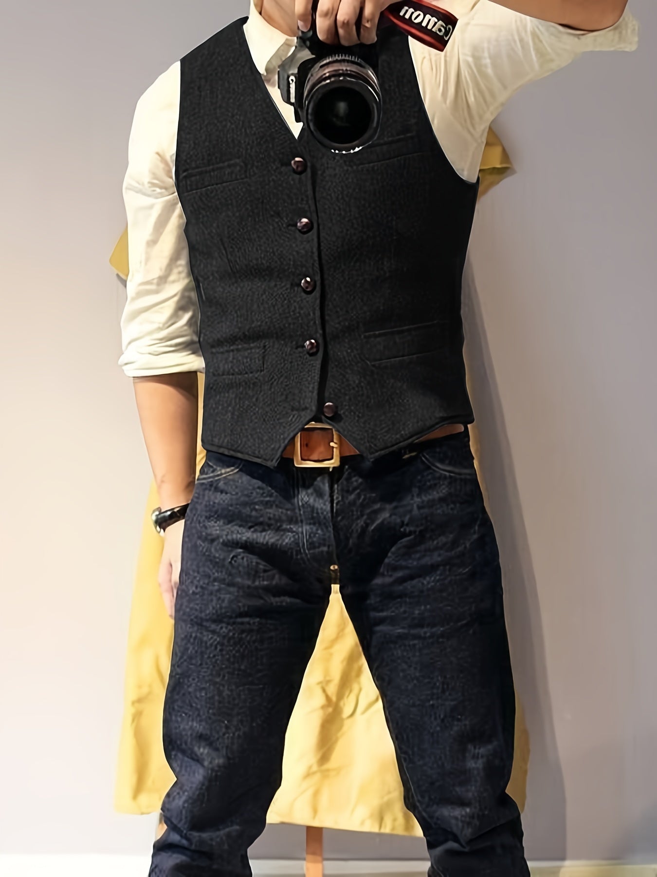 Vintage Tweed Weste im Western-Stil für Herren