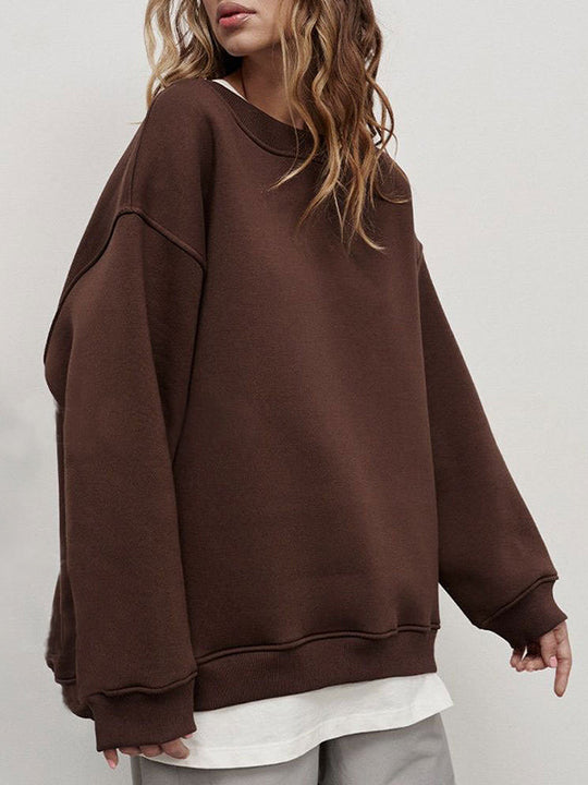 Damen Sweatshirt Locker Mit Rundhalsausschnitt