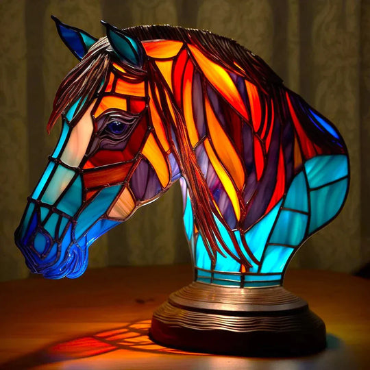 Kunstvolle Tier-Tischlampe mit Buntglaseffekt