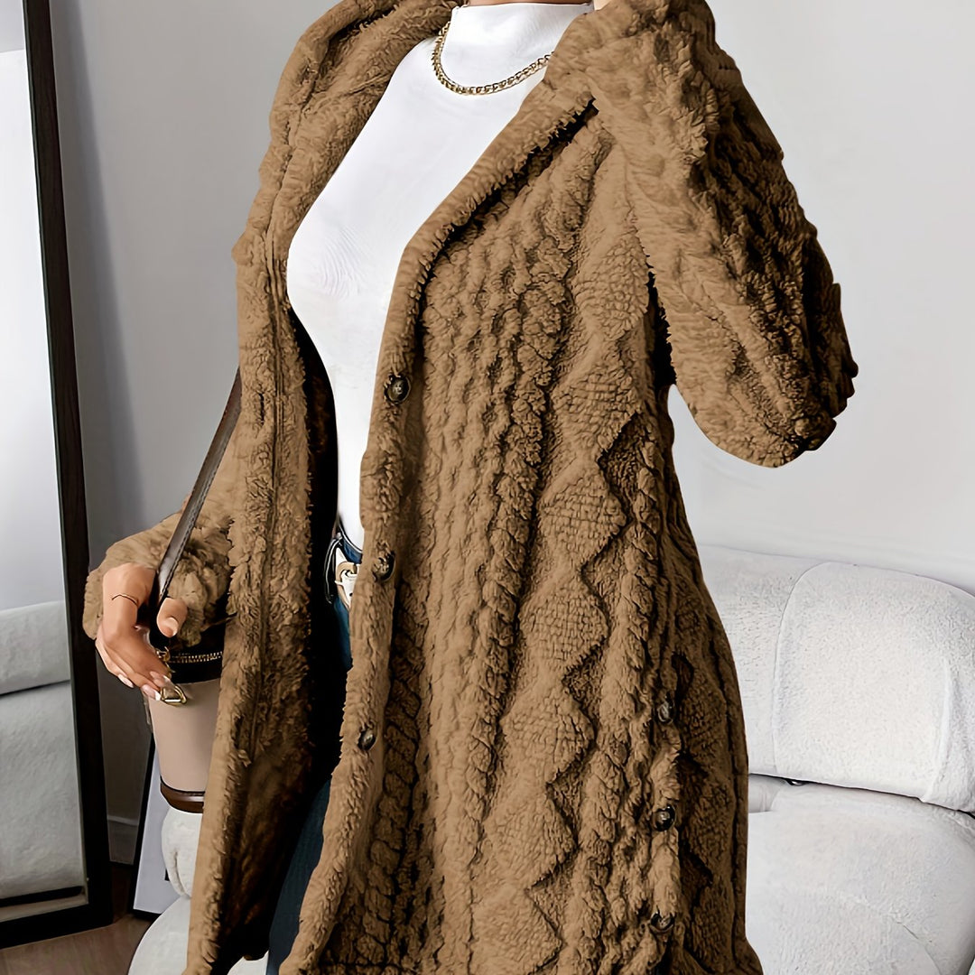 Lässiger Teddy-Mantel mit Knöpfen für Damen