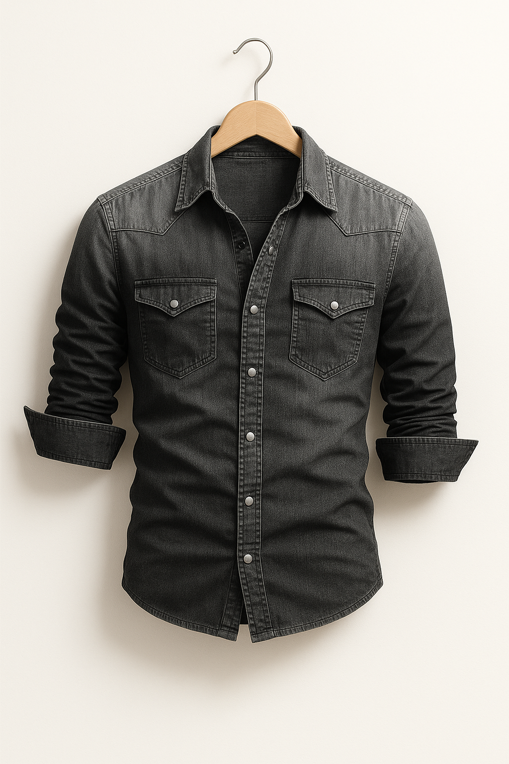 Herren Locker sitzendes Denim-Hemd Freizeit-Button-Down