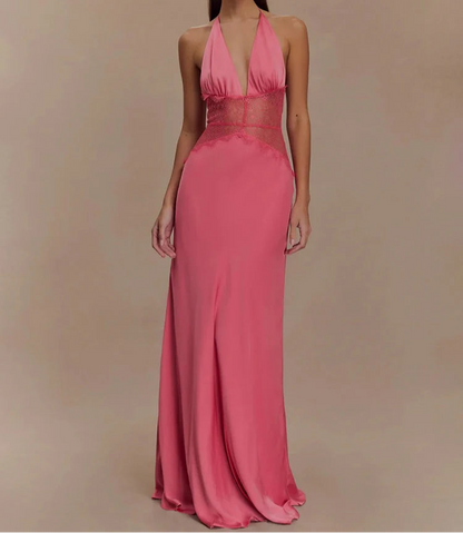 Maxikleid mit Neckholder, Spitzen-Detail, Rückenfrei, Ärmellos, festliches Kleid