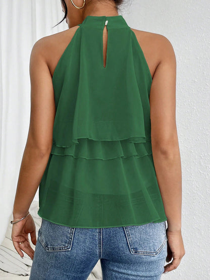 Elegantes Damen Tanktop mit Neckholder und fließendem Stoff