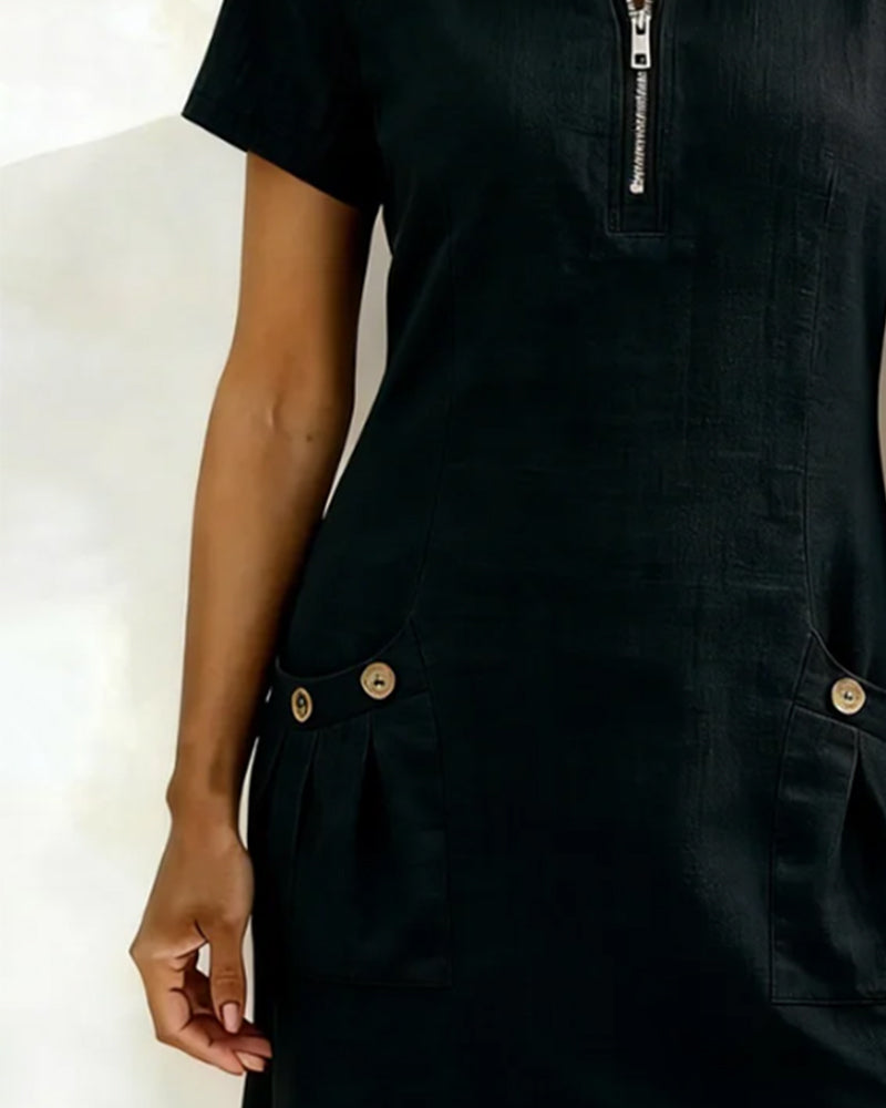 Leinenkleid mit A-Linien-Schnitt und weicher Haptik