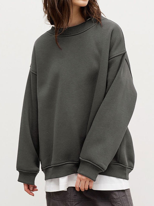 Damen Sweatshirt Locker Mit Rundhalsausschnitt