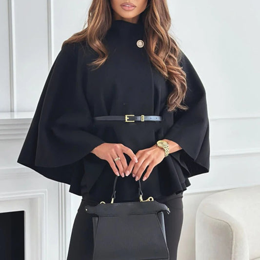Damen Cape mit Gürtel – Elegantes Oberteil mit weitem Schnitt
