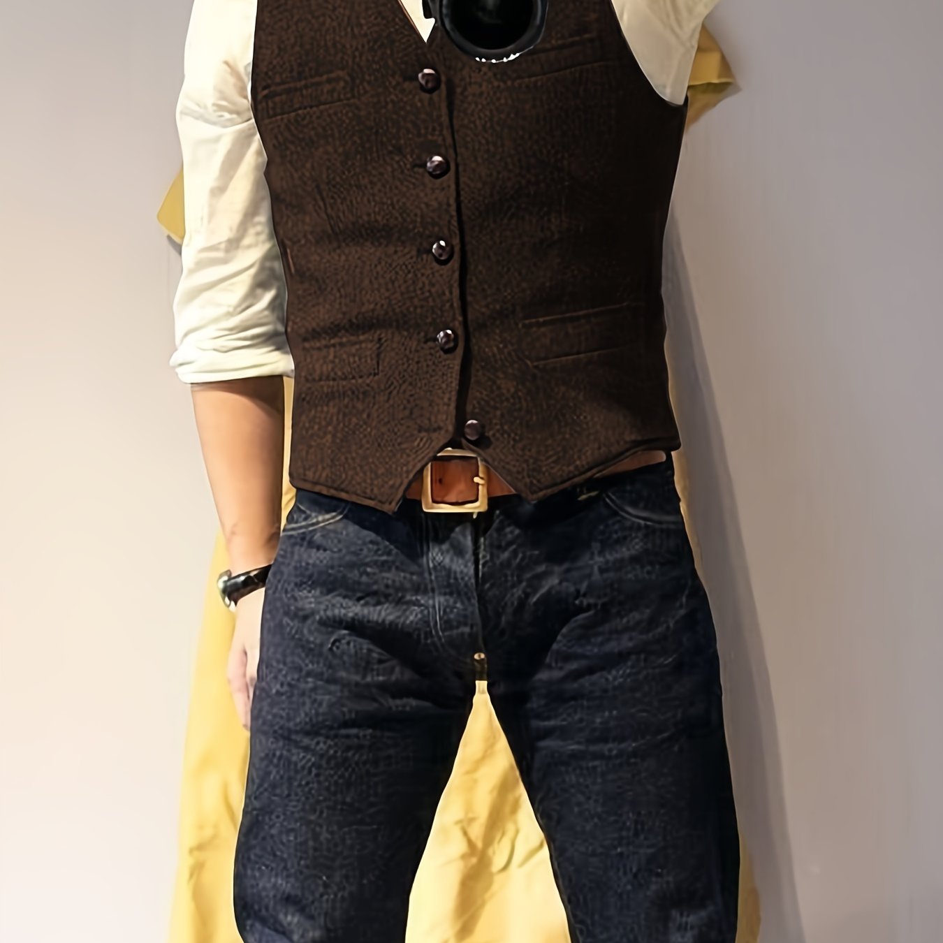 Vintage Tweed Weste im Western-Stil für Herren