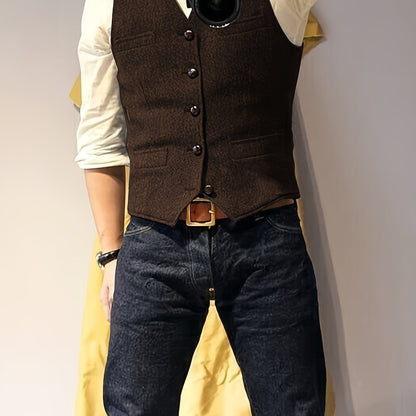 Vintage Tweed Weste im Western-Stil für Herren
