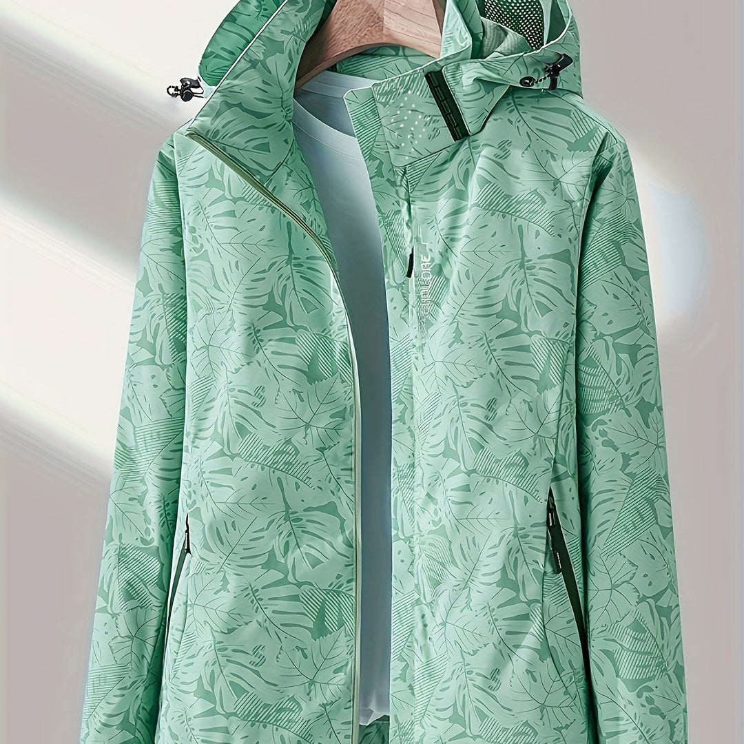 Camouflage Outdoorjacke mit abnehmbarer Kapuze für Damen