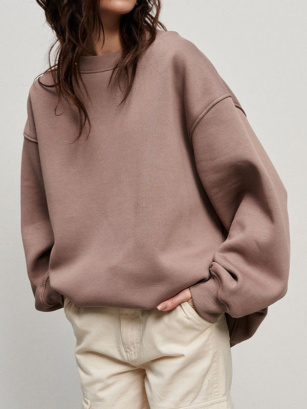 Damen Sweatshirt Locker Mit Rundhalsausschnitt