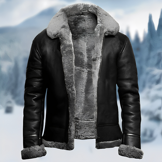 Herren Lederjacke mit klassischem Kragen, strapazierfähig