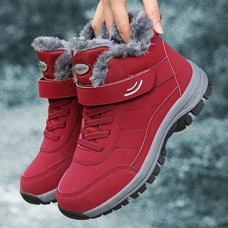 Gefütterte Outdoor Winterstiefel mit Klettverschluss für Damen