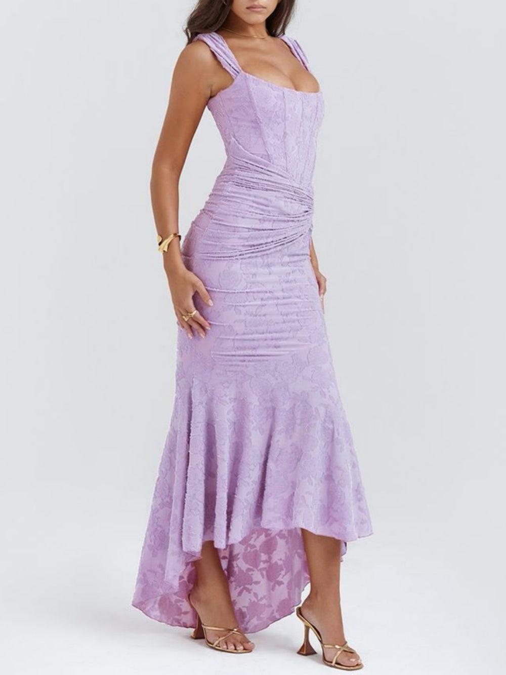 Blaues Bell Kleid mit Blumenmuster Maxi