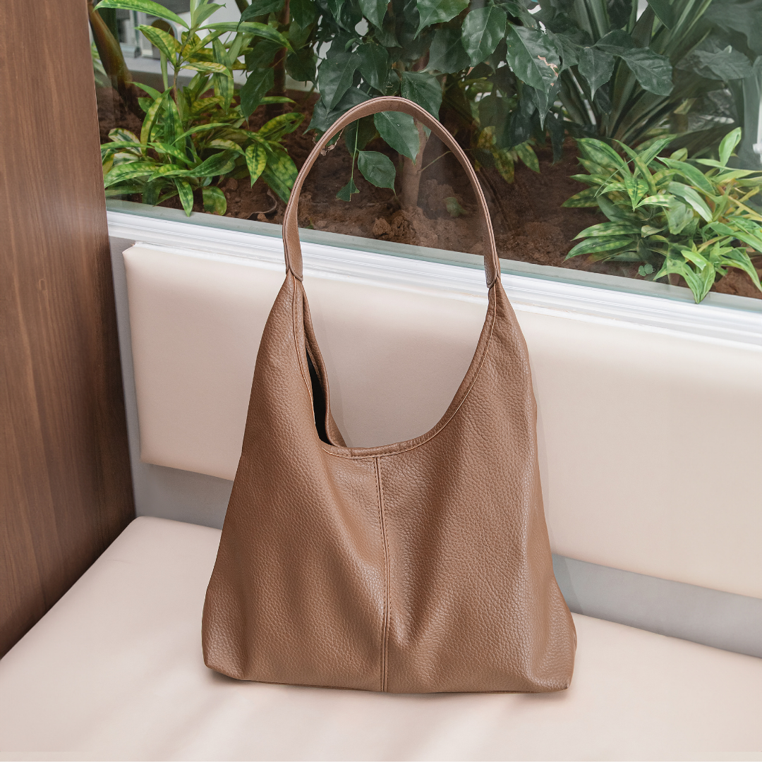 Vegane Leder-Hobo-Tasche mit Schulterriemen