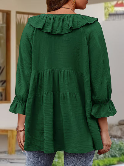 Elegante Bluse mit Rüschensaum am Ausschnitt für Damen
