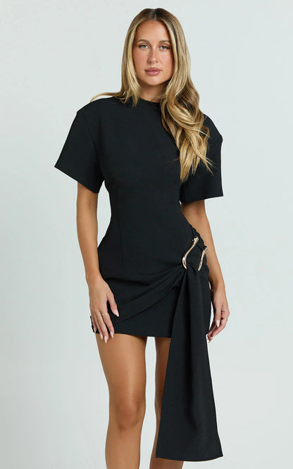 Mini-Kleid Eng anliegend Schwarz Bodycon