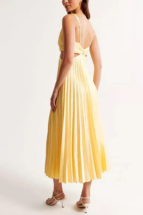 Damen Midikleid Mit V Ausschnitt Und Plissee Design