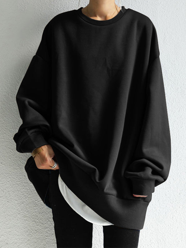 Damen Sweatshirt Mit Rundhalsausschnitt Und Lockerer Passform