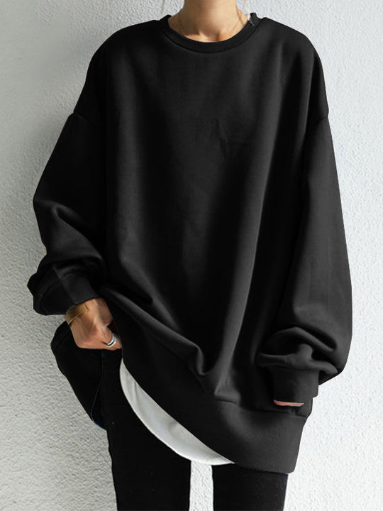 Damen Sweatshirt Mit Rundhalsausschnitt Und Lockerer Passform