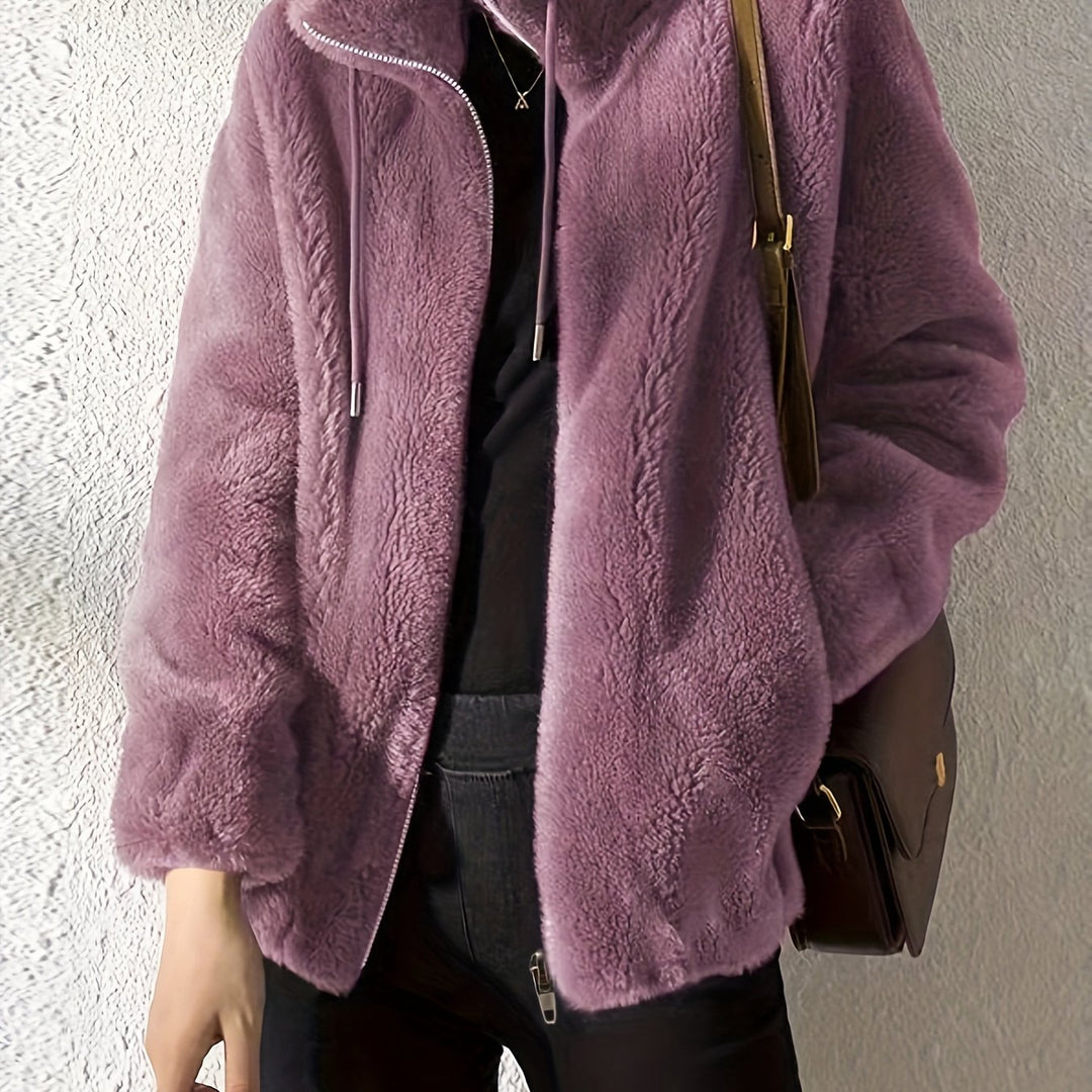 Teddy Mantel mit Reißverschluss und Kordelzug für Damen