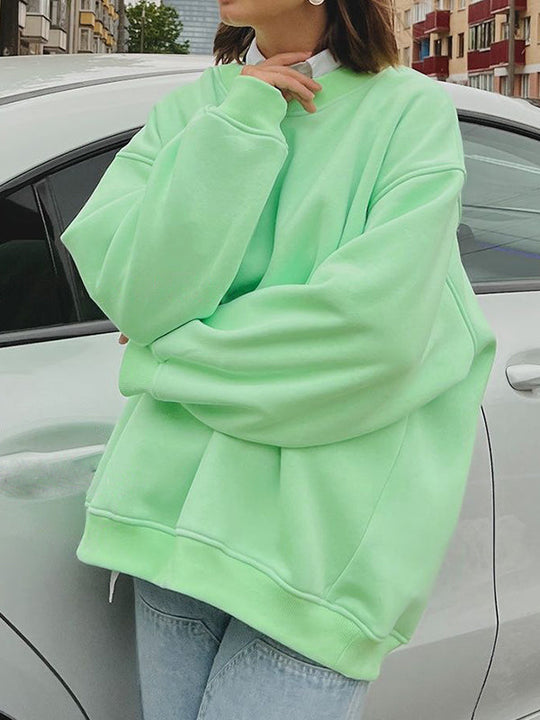 Damen Sweatshirt Locker Mit Rundhalsausschnitt