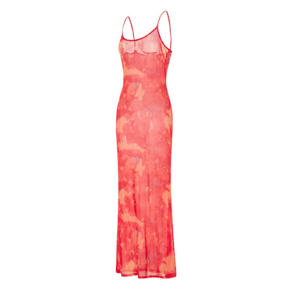 Damen Blumen Maxikleid Sommer Ärmellos Strandkleid