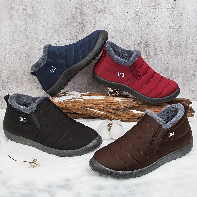 Gefütterte Slip-On Schneestiefel mit Profilsohle für Damen
