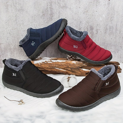 Gefütterte Slip-On Schneestiefel mit Profilsohle für Damen