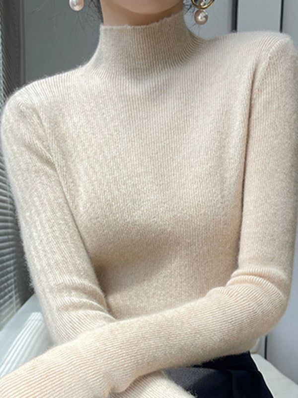 Damen Strickpullover Mit Halbhohem Kragen Und Schmalem Schnitt