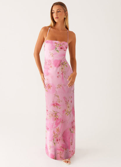 Damen Blumen Maxikleid Sommer Ärmellos Strandkleid