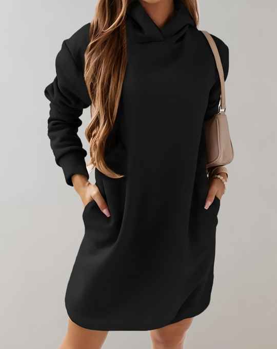 Damen Langer Hoodie Pullover Mit Taschen