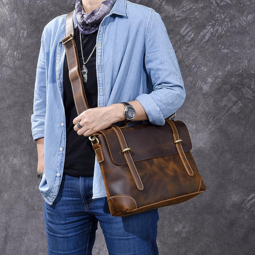Rustikale Umhängetasche aus Leder im Retro-Stil