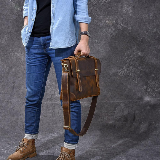 Rustikale Umhängetasche aus Leder im Retro-Stil