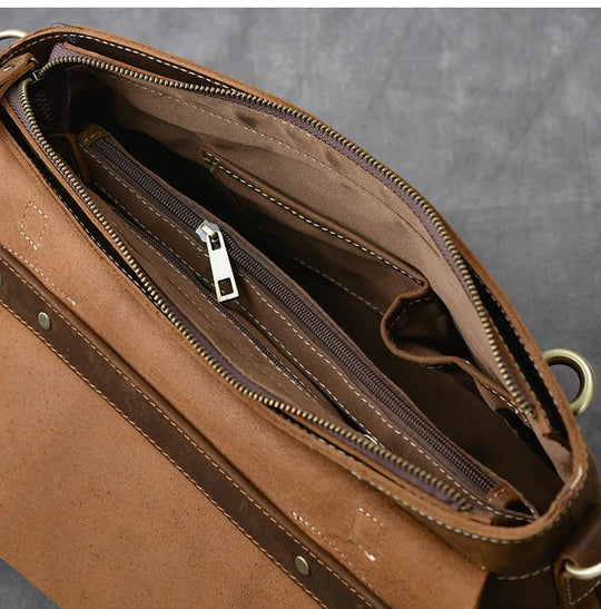 Rustikale Umhängetasche aus Leder im Retro-Stil