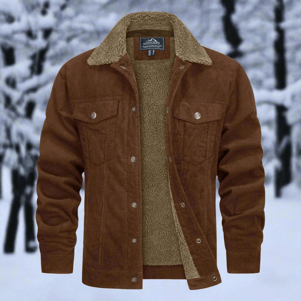Gefütterte Denimjacke Mit Brusttaschen Für Herren
