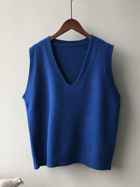 Damen Strickweste Mit V-Ausschnitt Und Lockerem Schnitt