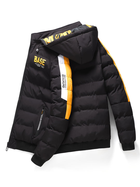 Wärmende Pufferjacke mit Buchstabenmuster für Herren