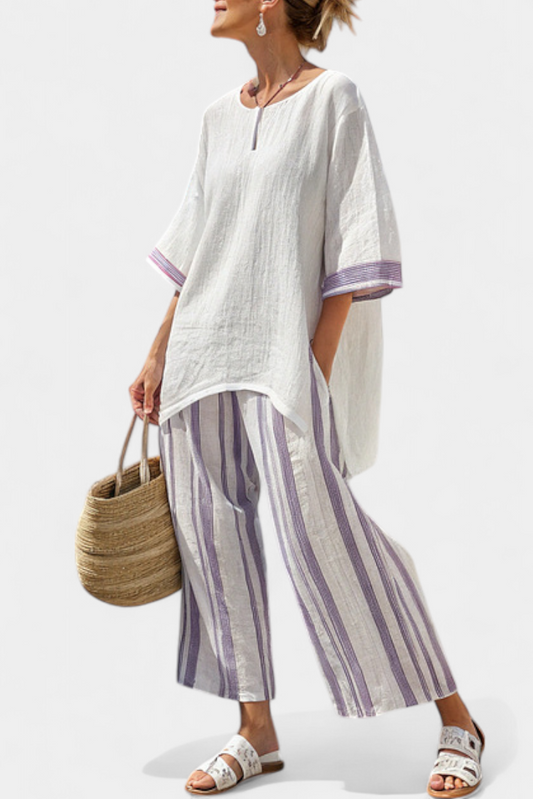 Bequemes Damen-Loungewear-Set mit Streifen