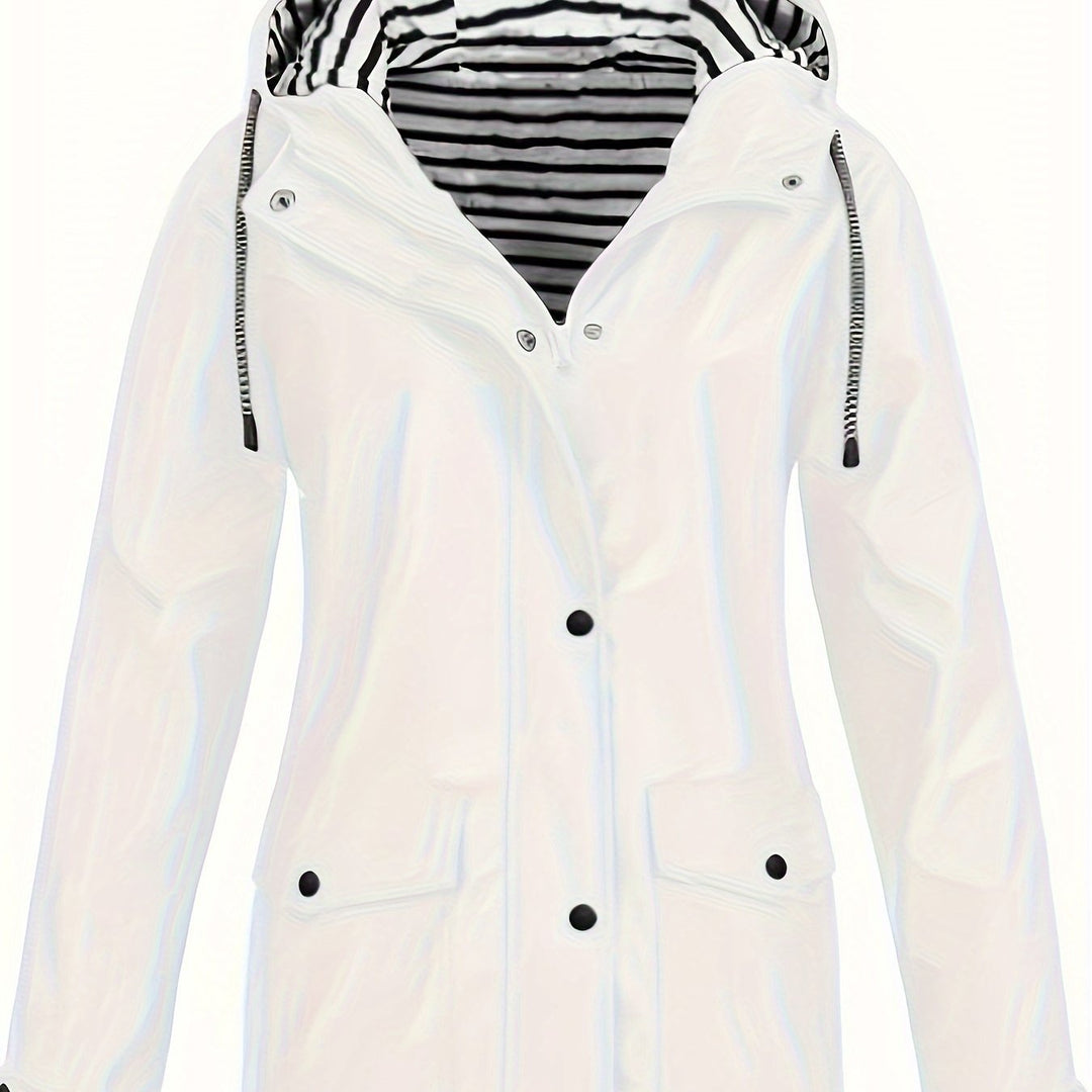 Gestreifte Jacke mit Kapuze und Reißverschluss für Damen