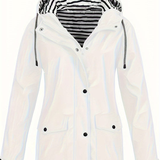 Gestreifte Jacke mit Kapuze und Reißverschluss für Damen